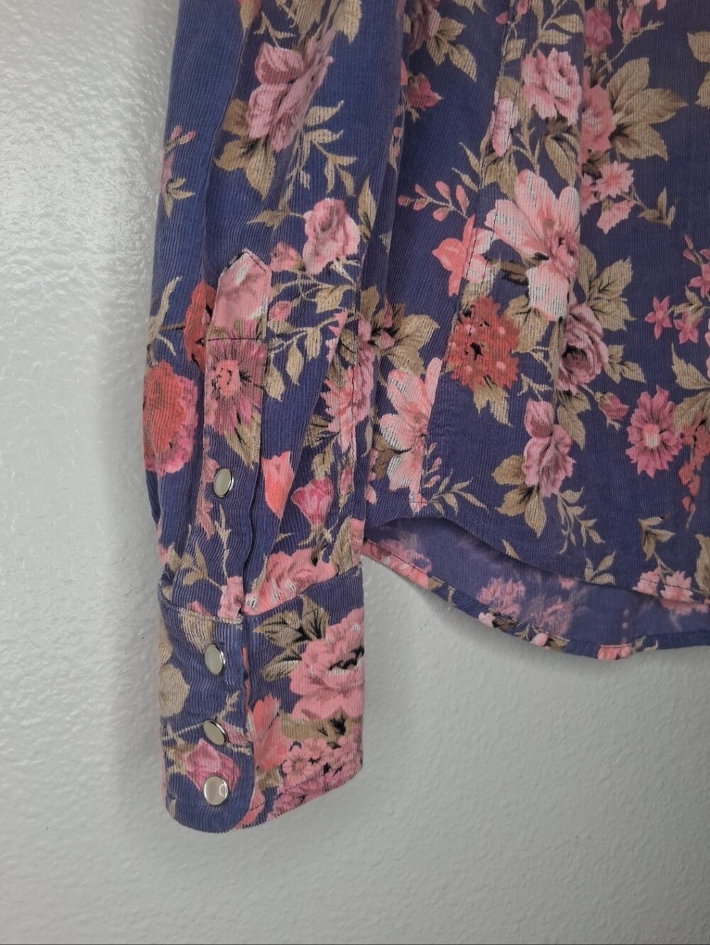 Dear John Pearl Snap Button Up Shirt Cottagecore Long Puff Sleeve Corduroy Sz M - Picture 7 of 13